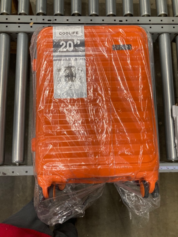 Photo 1 of Coolife Luggage Suitcase expandable (only 28”) ABS+PC Spinner suitcase with TSA Lock carry on 20 in 24in 28in orange S(20in carry-on with cosmetic case?