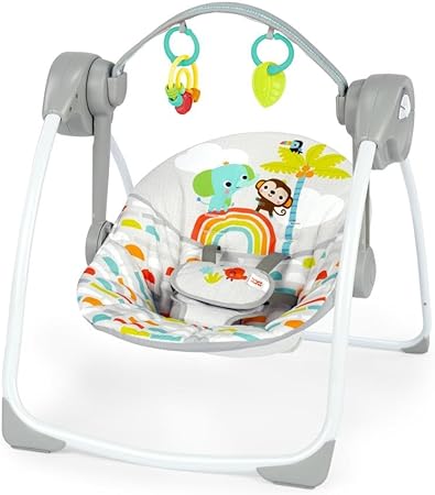 Photo 3 of Bright Starts Playful Paradise Portable Compact Automatic Baby Swing with Music, Unisex, Newborn +