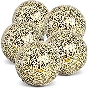 Photo 1 of 
HAKACC 5PCS Decorative Glass Orbs, 3.14inch Mosaic Sphere Balls Centerpiece Balls for Bowls Vases Dining Table Home Decor Wedding Party Gold
