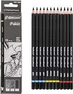 Photo 1 of Pacific Arc Premium Charcoal Drawing Pencils for Artists - 12 pieces Soft, Medium, Hard - Professional Artist Pencils for Drawing, Sketching, Shading
