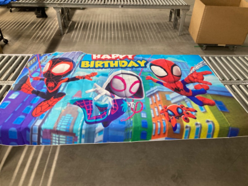 Photo 2 of 7X5FT Spider Hero Party Photography Backdrop Spidey Friends Background Baby Shower Supplies Boys Kids Portrait Banner Decoration Photo Booth Studio Prop