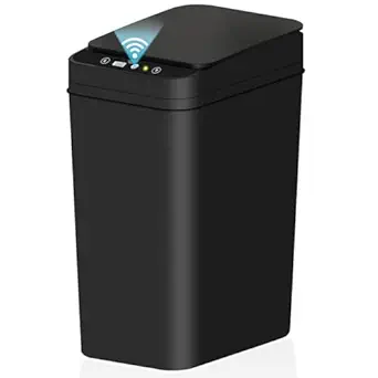 Photo 1 of Bathroom Small Trash Can with Lid, 2.2 Gallon Touchless Automatic Garbage Can Slim Waterproof Motion Sensor Smart Trash Bin for Bedroom, Office, Living Room-Black