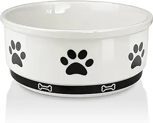 Photo 1 of Ceramic Pet Bowl for Dogs and Cats, Weighted Non-Slip Dog Bowls Food and Water Dish, Durable Pets Feeding Bowls Suitable for Small, Medium, and Large Dogs, White, 36 Oz