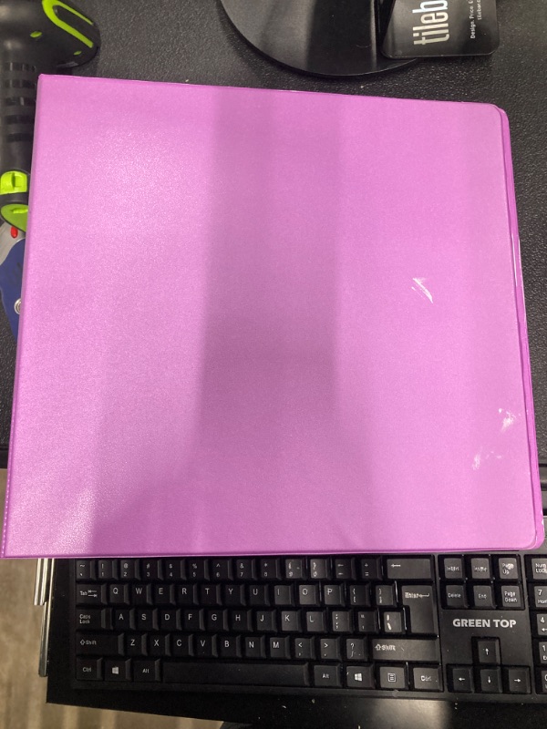 Photo 2 of 3 Inch 3 Ring Binder Clear View Cover with 2 Inside Pockets Purple, and 50 Clear Sheet Protectors for 3 Ring Binder - by Enday