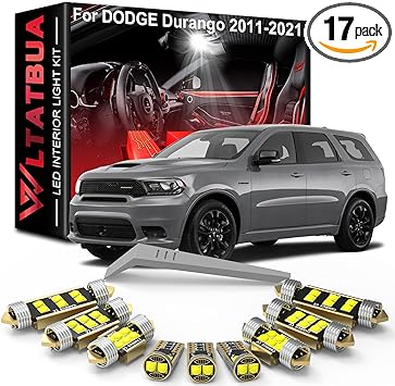 Photo 1 of 17pieces LED Interior Light Kit Package Replacement for Dodge Durango 2011 to 2014 2015 2016 2017 2018 2019 2020 2021 2022, Super Bright 6000K White License Plate Bulbs + Install Tool