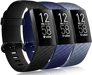 Photo 1 of Wepro Waterproof Bands Compatible with Fitbit Charge 4 / Charge 3 / Charge 3 SE for Women Men, 3-Pack, Small, Large