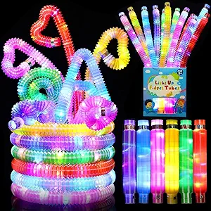 Photo 1 of 12 Pack Glow Sticks Bulk Party Favors for Kids 8-12 4-8 Easter Gifts Birthday Goodie Bags Stuffers for Kids Necklace Bracelets Glow in the Dark Party Supplies Light Up Pop Tubes Party Favors