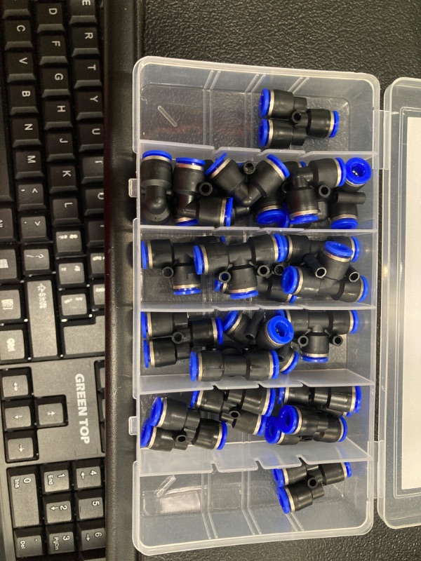 Photo 3 of 40Pcs Quick Connect Air Hose Fittings 1/4 inch OD 10 Spliters+10 Elbows+10 tee+10 Straight Quick Release Pneumatic Push to Connect Fittings Kit Air Line Fittings for 1/4 inch Tube