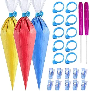 Photo 1 of 122Pieces Tipless Piping Bags - 100pcs Disposable Piping Pastry Bag for Royal Icing/Cookies Decorating - 10 Pastry Bag Ties