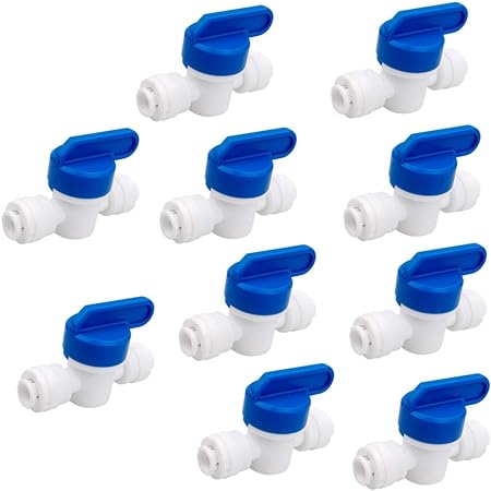 Photo 1 of 1/4 inch OD Tubing&Hose&Pipe Use Inline Shut Off Ball Valve Plastic Quick Connect Fittings for Water Purifier RODI System (Pack of 10)