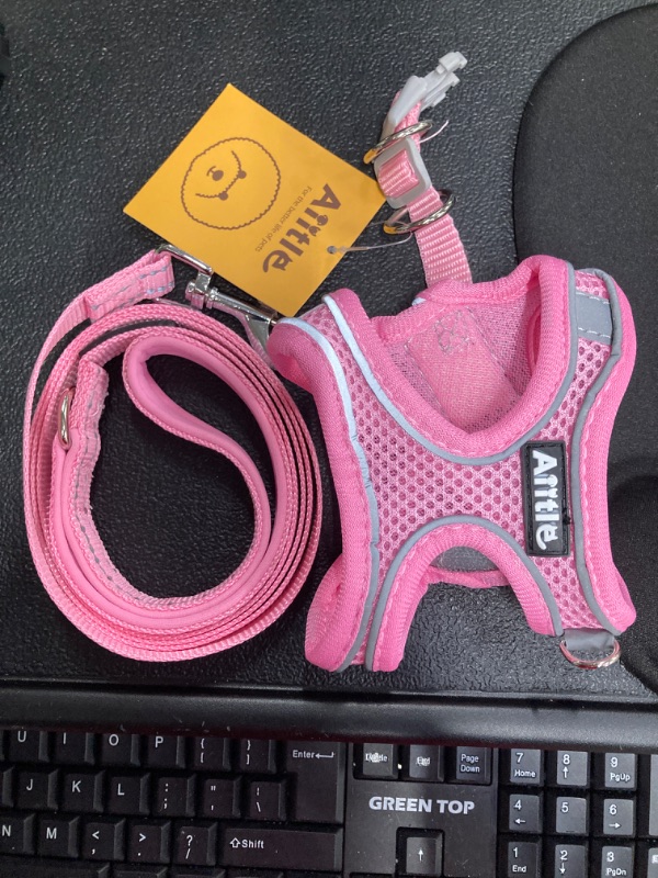 Photo 2 of AIITLE Dog Harness, No-Pull Cat Harness with a Leash, Adjustable Reflective Dog Vest, Cat Harness Escape Proof, Outdoor Walking, Running,Training for Extra Small Dogs and House Cats Pure Pink