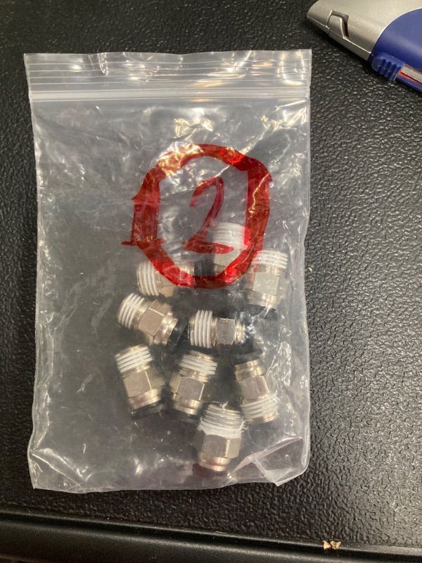 Photo 2 of  9 Pack Push to Connect Tube Fitting, Air Tool Fittings Straight Push Quick Release Connectors Tube Quick Connect Fittings, Male Straight 1/4" Tube OD x 1/4" NPT Thread