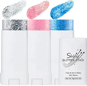 Photo 1 of 4 Pcs Body Glitter Stick, Holographic Sequins Body Glitter, Waterproof Long Lasting Shimmer Face Glitter Gel, Chunky Glitter for Face/Body/Hair/Eyes/Lip, Sparkling Mermaid Sequins for Women