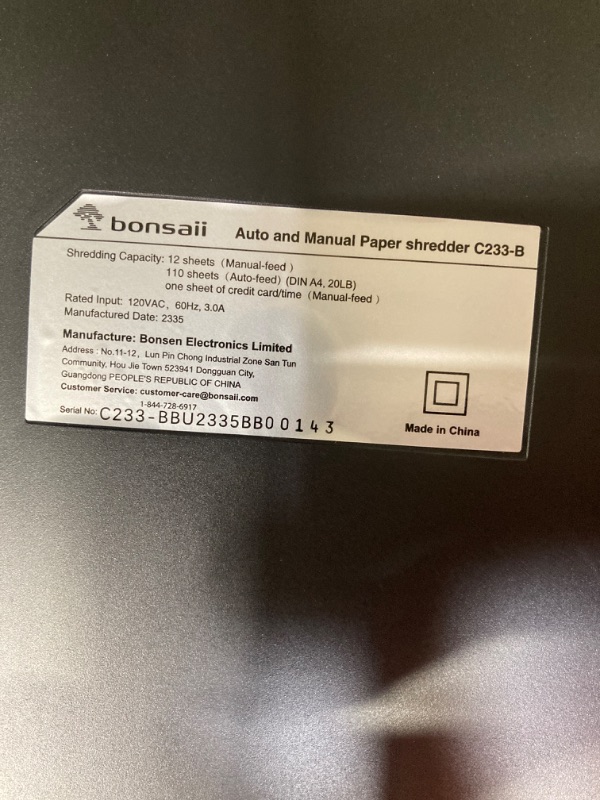 Photo 5 of Bonsaii C233-B 110-Sheet Autofeed Shredder and 24-Pack Lubricant Sheets