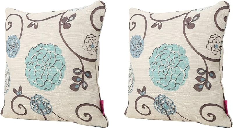 Photo 1 of  Fabric Pillows, 2-Pcs Set, White and Blue Floral