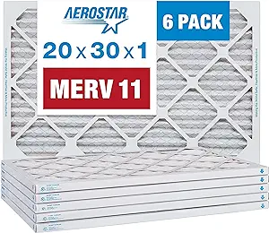 Photo 1 of 20x30x1 MERV 11 Pleated Air Filter, AC Furnace Air Filter, 6 Pack (Actual Size: 19 3/4" x 29 3/4" x 3/4")