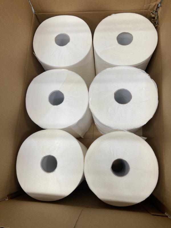 Photo 2 of High Capacity TAD Towel rolls, 10" Roll, White, 6 Rolls Premium Quality Fits Touchless Automatic roll Towel Dispenser