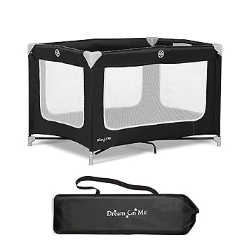 Photo 1 of Portable Playard in Black, Lightweight, Packable and Easy Setup Baby Playard, Breathable Mesh Sides and Soft Fabric - Comes with a Removable Padded Mat