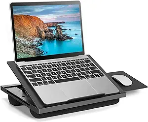 Photo 1 of Adjustable Lap Desk - with 6 Adjustable Angles, Detachable Mouse Pad, & Dual Cushions Laptop Stand for Car Laptop Desk, Work Table, Lap Writing Board & Drawing Desk on Sofa or Bed by HUANUO