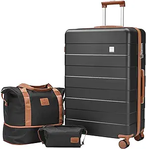 Photo 1 of 28 IN Large Luggage, Suitcase with Spinner Wheels, Hardside 3PCS Set Lightweight Rolling Travel Luggage with TSA Lock(28"/Black)