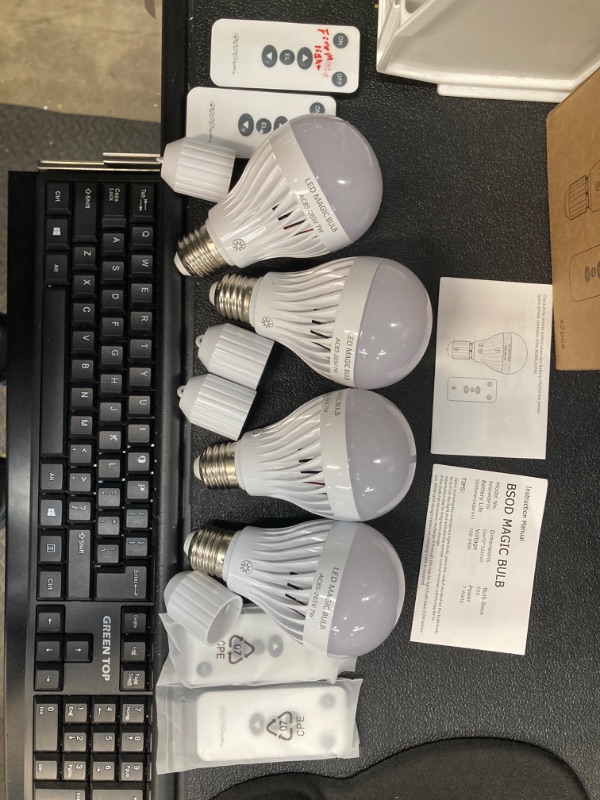 Photo 1 of 12W Emergency LED Bulbs (4 Pack)- Human Body Induction,Saving Energy Intelligent Light Rechargable Electricity 65W Equivalent 6500K White Bulb120V E26/E27