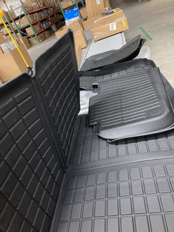 Photo 2 of SUPER LINER All Weather Floor Mats for Tesla Model Y 5-Seat 2021 2022 2023 Custom Fit TPE Car Floor Mats Cargo Liner Rear Cargo Tray Trunk Interior Accessories (Does NOT fit 7-Seat)