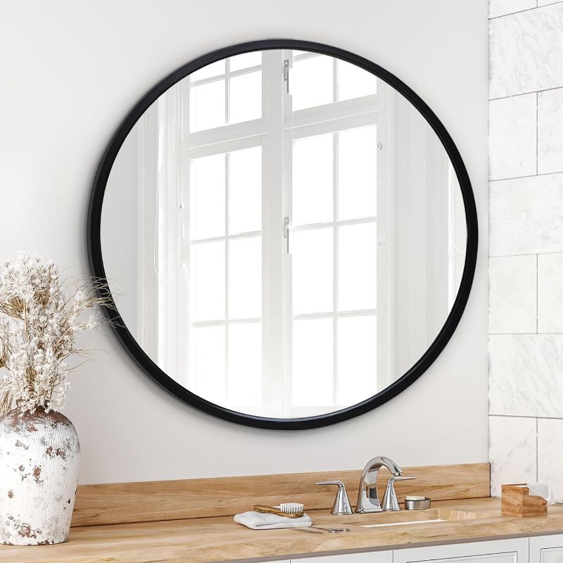 Photo 1 of 
Americanflat 32" Framed Black Round Mirror - Circle Mirror for Bathroom, Bedroom, Entryway, Living Room - Large Black Circle Mirror for Wall Décor