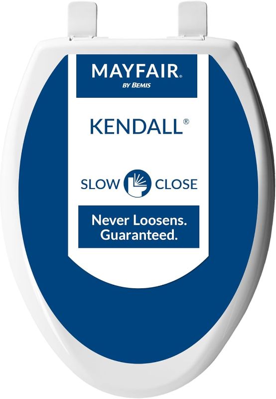 Photo 1 of Mayfair 1847SLOW 000 Kendall Slow-Close, Removable Enameled Wood Toilet Seat That Will Never Loosen, 1 Pack ELONGATED - Premium Hinge, White