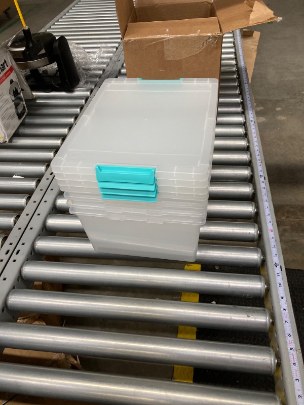 Photo 1 of 4-Pack 20 Quart Clear Storage Bins, Stackable Plastic Storage Latches Box/Containers with Lid