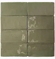 Photo 1 of Catalina Kale 3 in. x 6 in. Polished Ceramic Subway Wall Tile (5.38 sq.ft./case)
