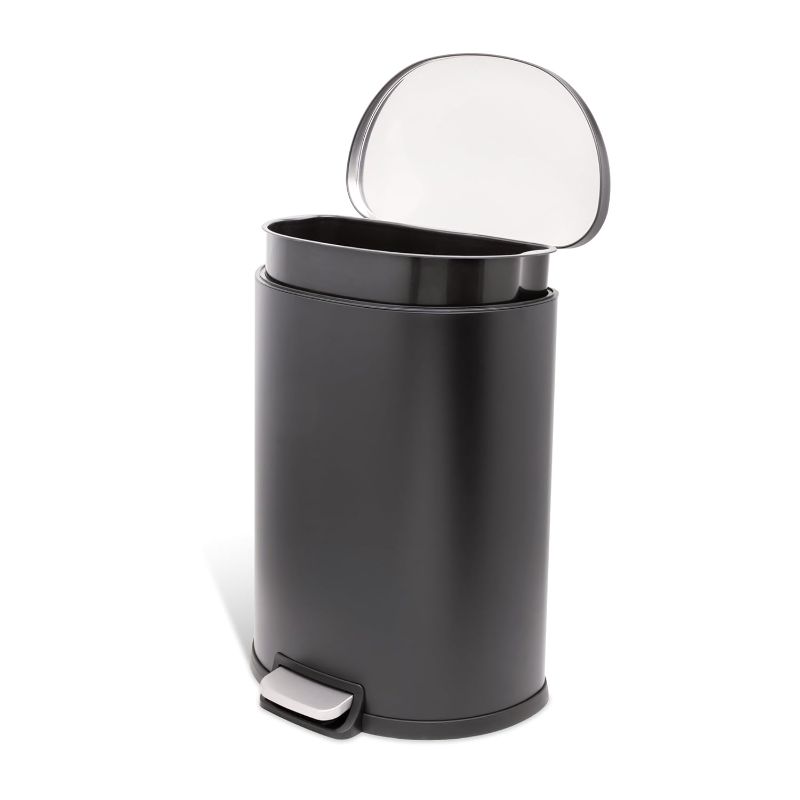 Photo 2 of 
QUALIAZERO 50L/13Gal Heavy Duty Hands-Free Stainless Steel Commercial/Kitchen Step Trash Can, Fingerprint-Resistant Soft Close Lid Trashcan, 13Gal, D Shape,...
