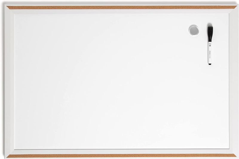 Photo 3 of 
U Brands Magnetic Dry Erase Board, 30"x20", Modern White Wood Style Pin-It Frame, Includes Marker and Magnet