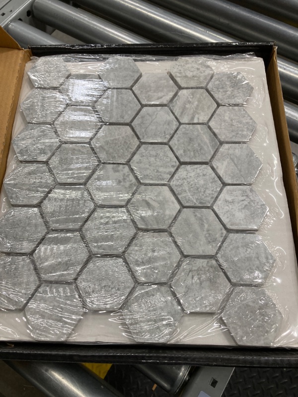 Photo 2 of Everest Gray Hexagon 12 in. x 12 in. x 10mm Glazed Porcelain Mesh-Mounted Mosaic Tile (8 sq. ft./Case)
