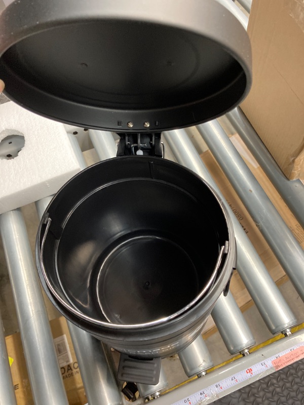 Photo 1 of SIMPLEMADE Round Step Trash Can - 5 Liter / 1.3 Gallon - Black Stainless Steel Bathroom Trash Can | Small Trash Can with Lid | Office Trash Can | Small Garbage Can with Lid | Metal Wastebasket