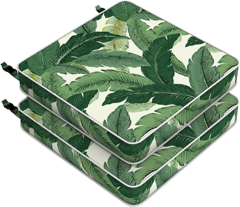 Photo 2 of 
LVTXIII Indoor/Outdoor Square Tufted Wicker Seat Cushions Pack of 2, Patio Decorative Thick Chair Pads Seat Cushions Set for Patio Garden Home, 19”x19”x5”, Swaying Palms Green https://a.co/d/048kQxX