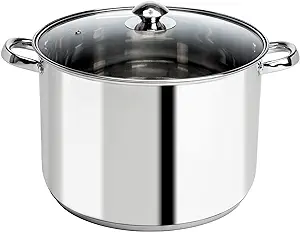 Photo 1 of Ecolution Stainless Steel Stock Pot with Encapsulated Bottom Matching Tempered Glass Steam Vented Lids, Made Without PFOA, Dishwasher Safe, 12-Quart, Silver https://a.co/d/hqCsWPx