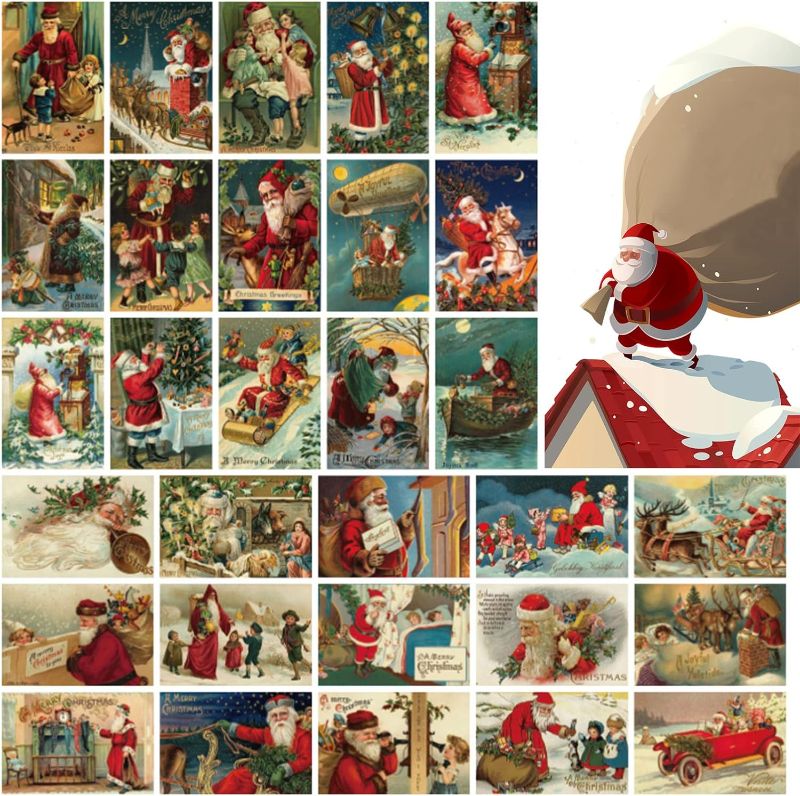 Photo 1 of 30pcs Vintage Christmas Greeting Cards, Santa and Christmas Reprint Antique Postcard Set, Retro Blank Christmas Greetings for Friends and Family https://a.co/d/7nAwjEb  2PACK