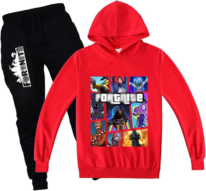 Photo 1 of Kids Pullover Hoodie and Sweatpants Clothes Set Casual Sweatshirt Long Sleeve Hooded Suit for Boys Girls - Large