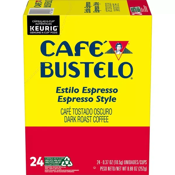 Photo 1 of Café Bustelo Espresso Style Dark Roast Coffee, 24 Count , Keurig K-Cup Pods Espresso Dark Roast 24 Count 