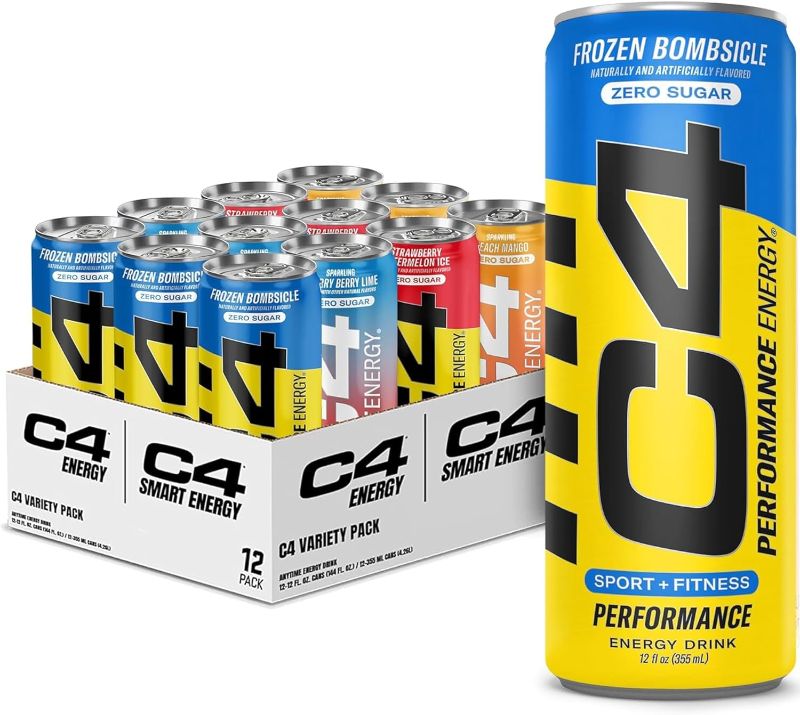 Photo 1 of C4 Performance & Smart Energy Drink Official Variety Pack | Zero Sugar Carbonated Preworkout Energy | 150+200mg Caffeine with Beta Alanine | 4 Flavors | 12 Fl Oz (12 Pack)
