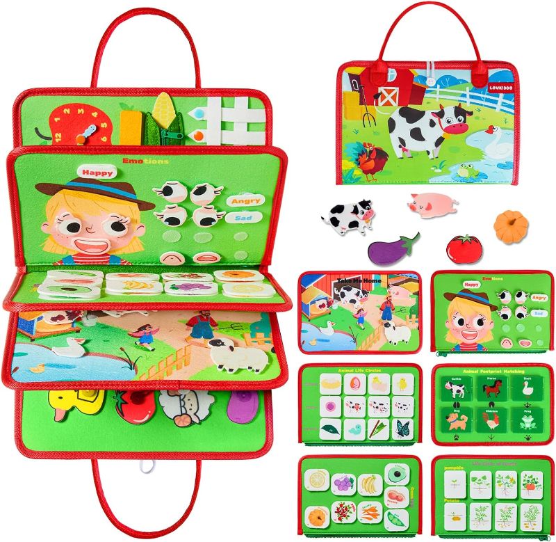 Photo 1 of Busy Board, Montessori Toys for 2 3 Year Old Toddlers, Preschool Learning & Educational Toys for Toddlers 1-3, Travel Toys for Car Activities, Gifts for 1 2 3 4 Year Old Girls Boys, Farm
