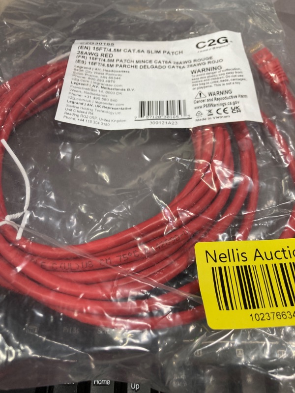 Photo 2 of 15ft (4.5m) Cat6a Snagless Unshielded (UTP) Slim Ethernet Network Patch Cable - Red 15FT Red