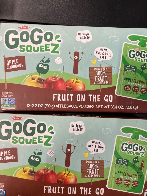 Photo 2 of 2 Piece Bundle Set.GoGo squeeZ Fruit on the Go, Apple Cinnamon, 3.2 oz (Pack of 12), Unsweetened Fruit Snacks for Kids, Gluten Free, Nut Free and Dairy Free, Recloseable Cap, BPA Free Pouches