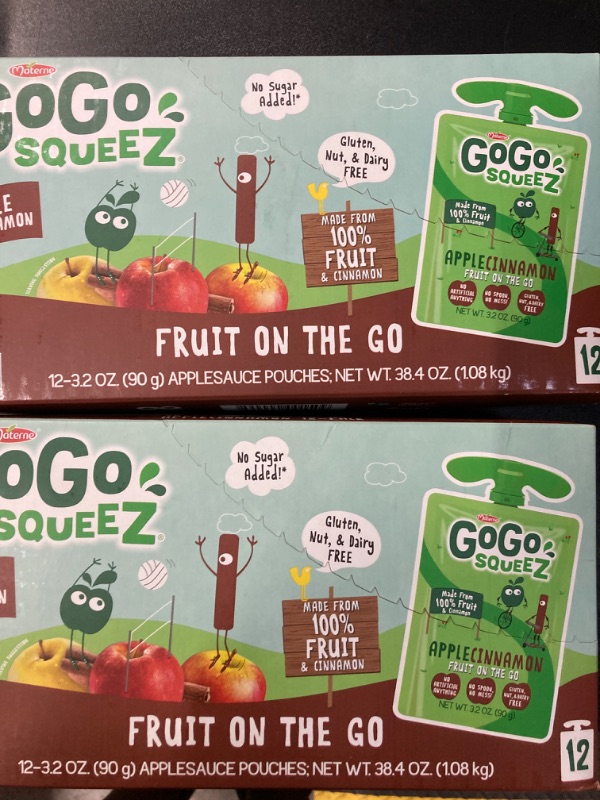 Photo 3 of 2 Piece Bundle Set.GoGo squeeZ Fruit on the Go, Apple Cinnamon, 3.2 oz (Pack of 12), Unsweetened Fruit Snacks for Kids, Gluten Free, Nut Free and Dairy Free, Recloseable Cap, BPA Free Pouches