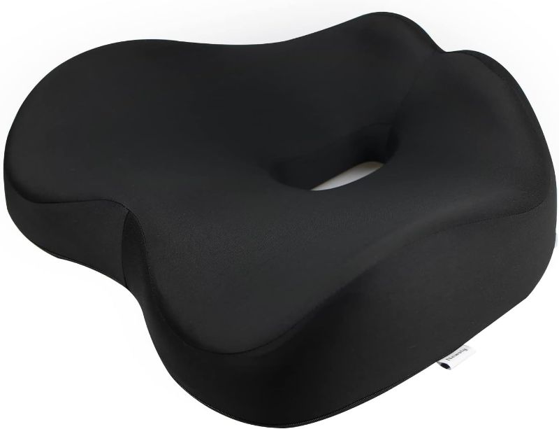 Photo 1 of Newsty Pressure Relief Seat Cushion for Long Sitting Hours on Office, Home Chair, Car Memory Foam Office Chair Cushion for Back, Coccyx, Tailbone Pain Relief