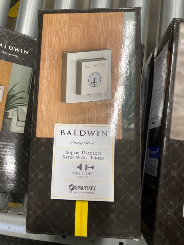 Photo 3 of ***PACK OF 6*** Baldwin Spyglass, Single Cylinder Front Door Deadbolt Featuring SmartKey Re-key Technology and Microban Protection, in Satin Nickel Satin Nickel Deadbolt