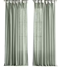 Photo 1 of allen + roth 84-in Sea Green Light Filtering Tie Top Single Curtain Panel35