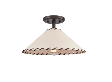 Photo 1 of allen + roth Sevierville 1-Light 14-in Bronze Semi-Flush mount light