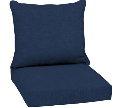 Photo 1 of 22 in. x 24 in. 2-Piece Deep Seating Outdoor Lounge Chair Cushion in Clark Blue