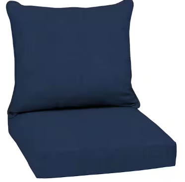 Photo 1 of 22 in. x 24 in. 2-Piece Deep Seating Outdoor Lounge Chair Cushion in Clark Blue